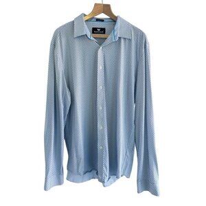 Buttercloth Men's Sz XL Regular Fit Icy Cotton Blue Geometric Button Up Shirt